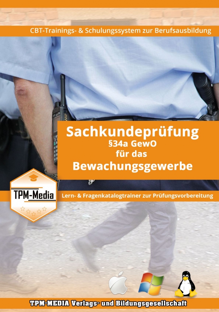 Bild 1 von Sachkundeprüfung §34a GewO Bewachungsgewerbe mit Fragenkatalog (IHK)  / (Betriebssystem:) MAC-OS-  Downloadversion